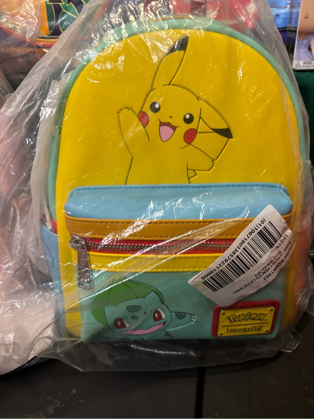 Loungefly Yellow & Light Blue Pokemon Pikachu & Bulbasaur Mini Backpack